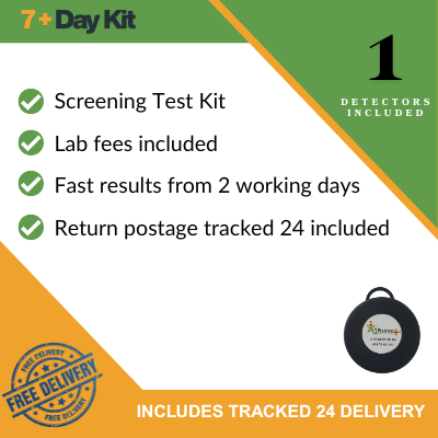 7+ day screening radon test kit - Includes 1 detector and free tracked 24 delivery and returns